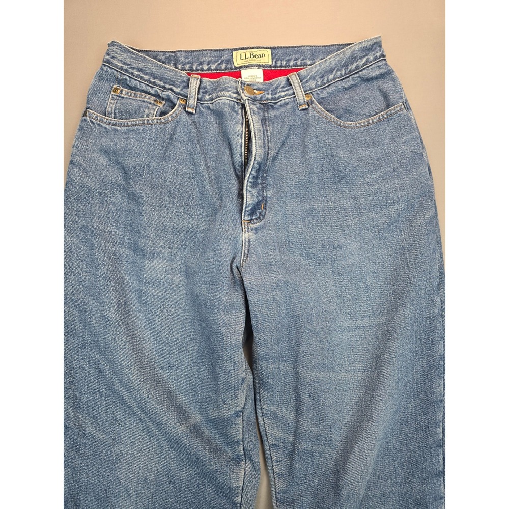 L.L. Bean Insulated Relaxed Fit Medium Wash Cozy Denim Jeans - Women's 16 M/T